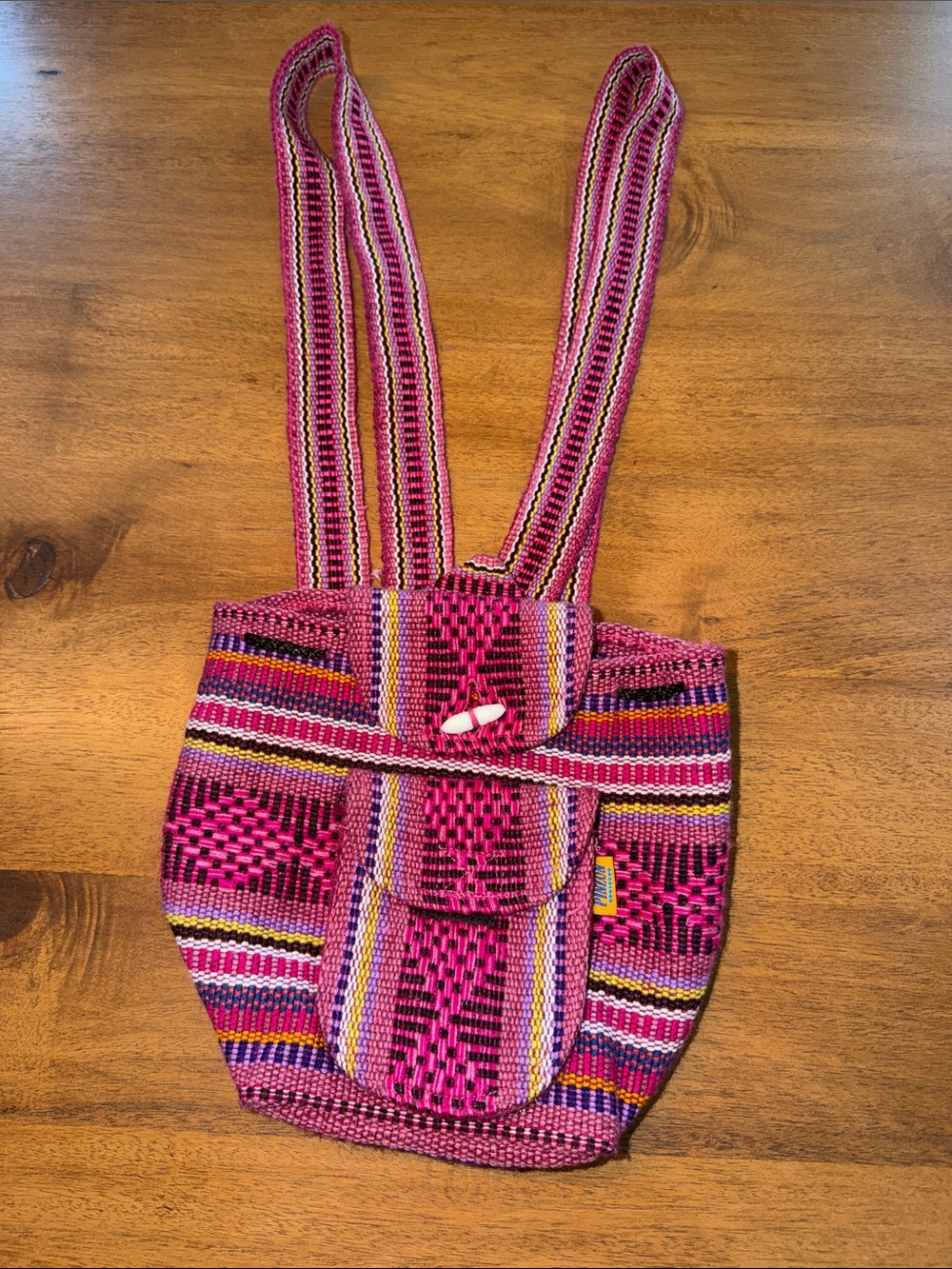 Handwoven Pink Patterned Kids One-Piece Shoulder Bag